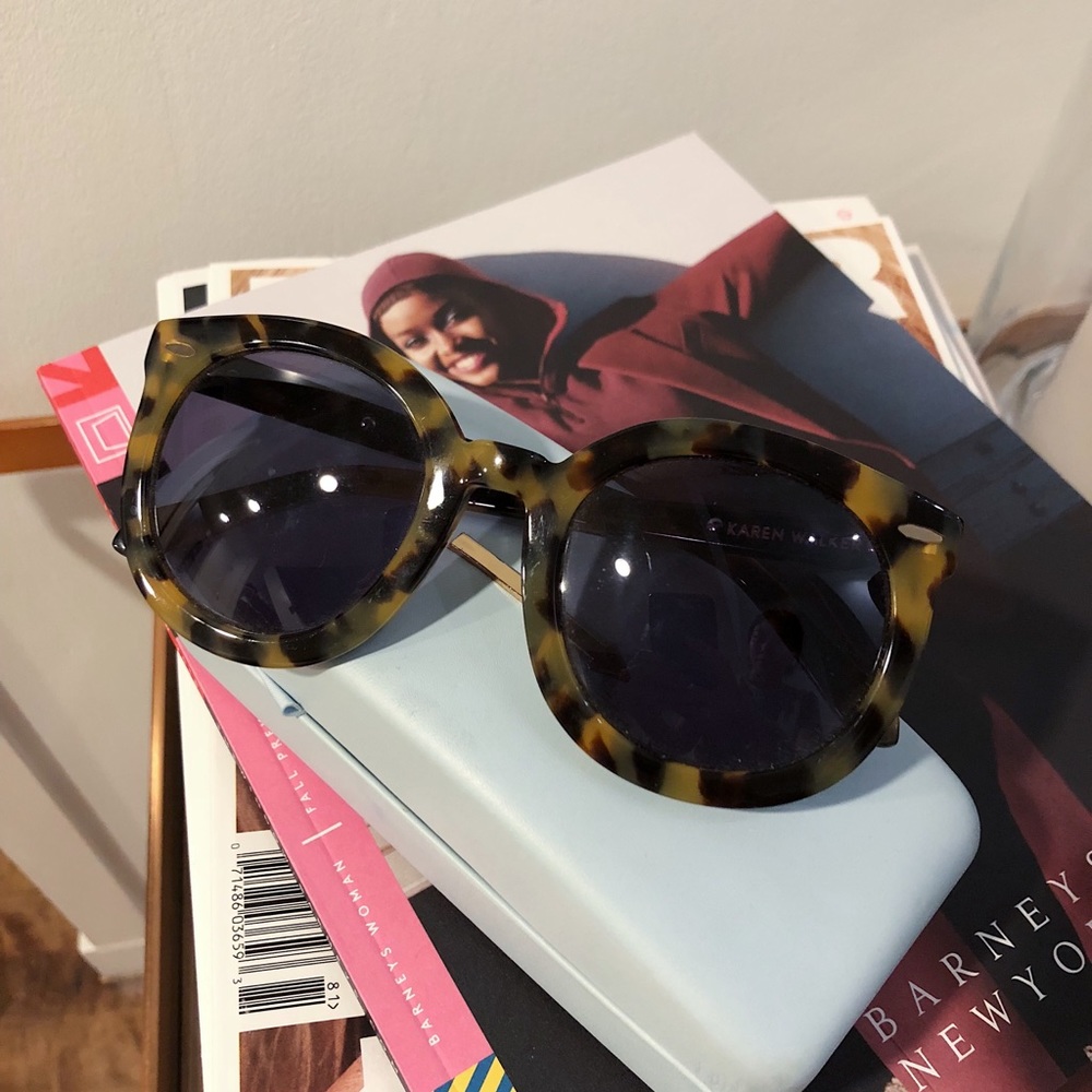 KAREN WALKER Super Duper Sunglasses in Tortoise